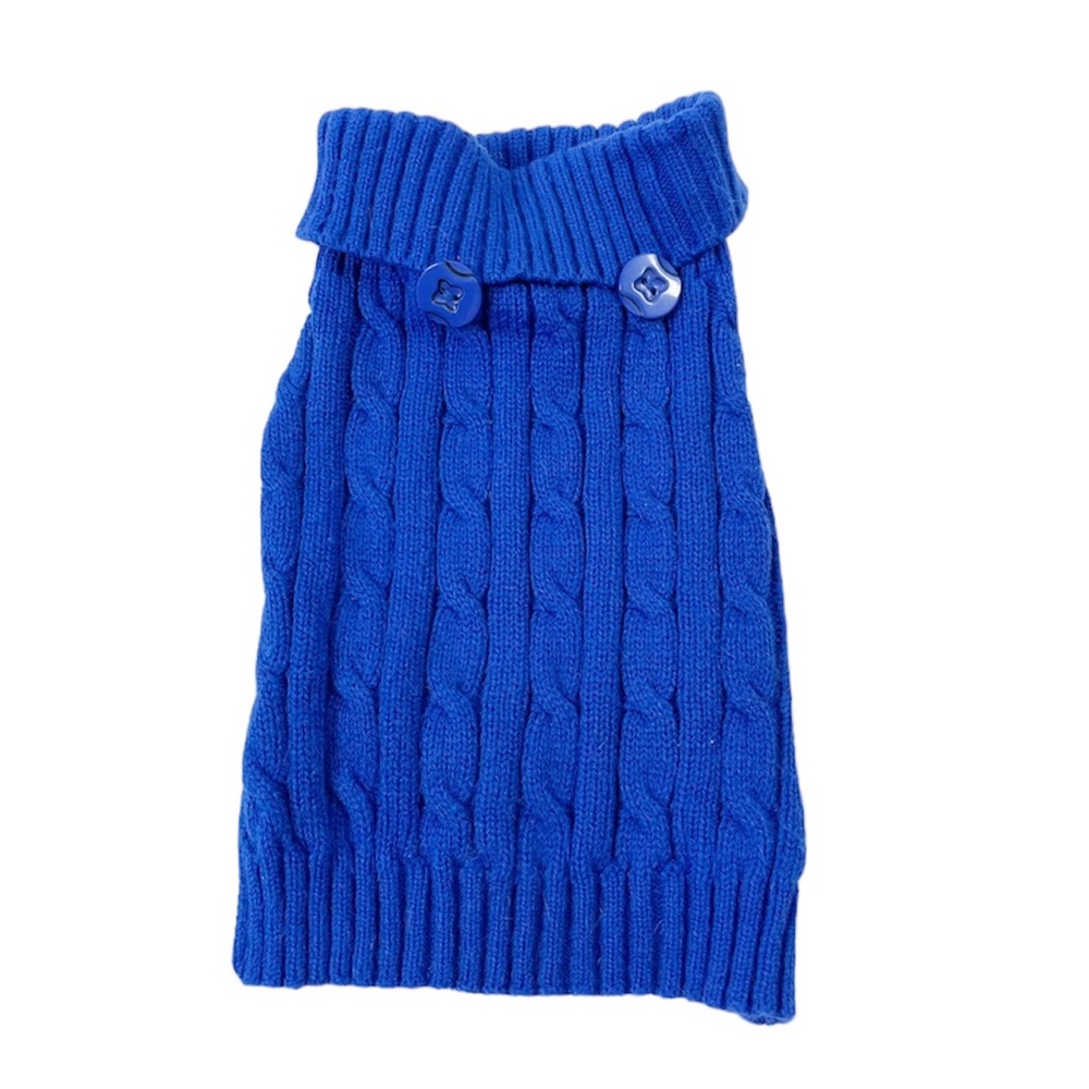 6.5x11” Blue Cable Knit Dog Sweater